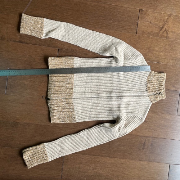 Dex Long Sleeve High Neck Zip Front Sweater Cream - Picture 3 of 11